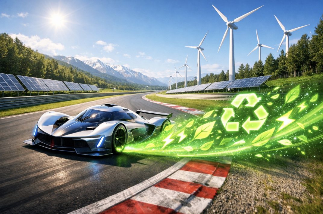 Illustration zum Thema Nachhaltigkeit im Motorsport